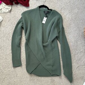 Express Women's Olive V-Neck Sweater
